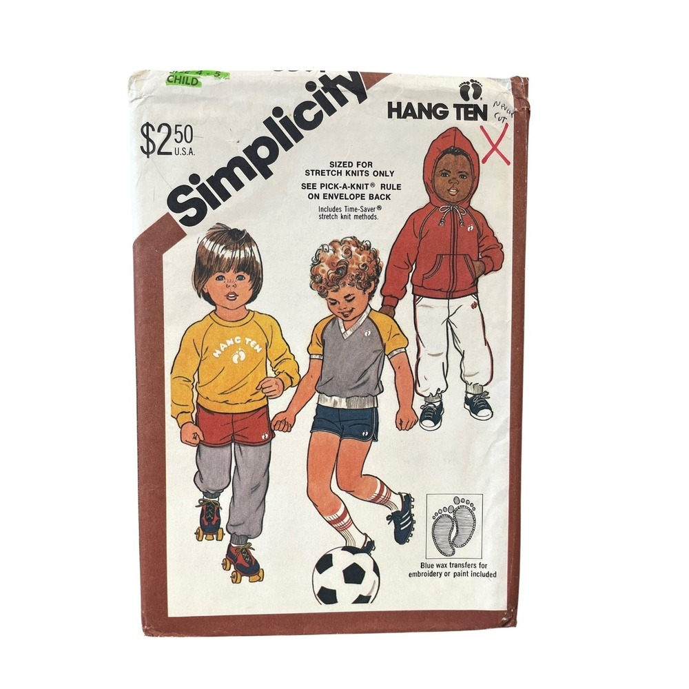 Simplicity 5591 Child's Sweatshirt Pants Shorts Jacket‎ Size 4-5 Vintage
